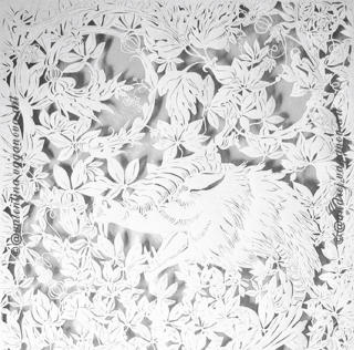 „GARTENTIER-II“ T2| T1 Andrej Vaganov | Scherenschnitt | Papier | 100x70 cm | Fragment |  2011