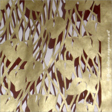 "SINNLICHER GARTEN" | HG "Efeu" für Skulpturen F02 |Scherenschnitt | 2-farbiges Papier Rotwein & Gold | 125 x 30 cm | 2010