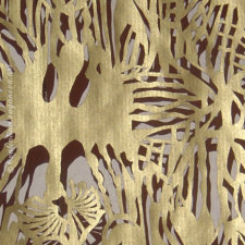 "SINNLICHER GARTEN" | HG "Vogelblumen" für Skulpturen F02 |Scherenschnitt | 2-farbiges Papier Rotwein & Gold | 125 x 30 cm | 2010