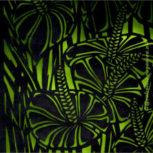 „FLAMINGOBLUMEN“ | Scherenschnitt | Papier | 210 x 29,7 cm | 2009
