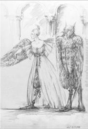 “Vögel-Menschen“ T3 | Zeichnung | Bleistift auf Papier | 32,5x46,5 cm | 1999