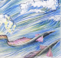 "Najaden und Triton" | Zeichnung | Buntstifte auf Papier | Fragment | 59,5 x 84 cm |  2006