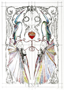 "LOVE" | "GLAUBE, HOFFNUNG, LIEBE" | Triptychon, T-III | Zeichnung | Blei- & Buntstifte auf Papier | 70 x 50 cм Papierformat | Zeichnung 34 x 47 cm | 2008