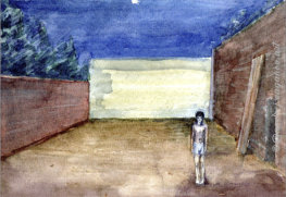  "Raumsituation mit Figur" | "Die Gäste kommen!" V2 | Aquarell auf Papier | 24 x 17 cm | Fragment | 2001