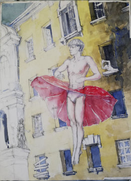 "FLUG" | Zeichnung, Aquarell