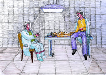 "Geschichten vom Pathologen" | Zeichnung | Feineliner & Filzstifte auf Papier | 29,7 x 42 cm | 0x.11.2019