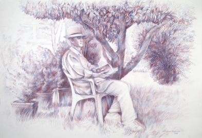 "IM SCHATTEN DES APFELBAUMS" | Zeichnung | Bleistift Multicolor | 57,5 x 82 cm | 2006