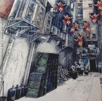Serie "HONG KONG.ZWISCHENRÄUME" |  Zeichnung | Fineliner, Filzstifte |  Fragment | 120 x 65 cm | 03.08.2013