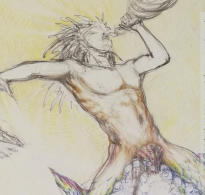 "Najaden und Triton" | Zeichnung | Buntstifte auf Papier | Fragment | 59,5 x 84 cm |  2006