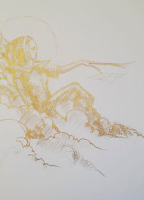 "DAS GOLDENE ZEITALTER“ | Zeichnung | Goldener Filzstift auf Papier | 59,5 x 84 cm | 2004